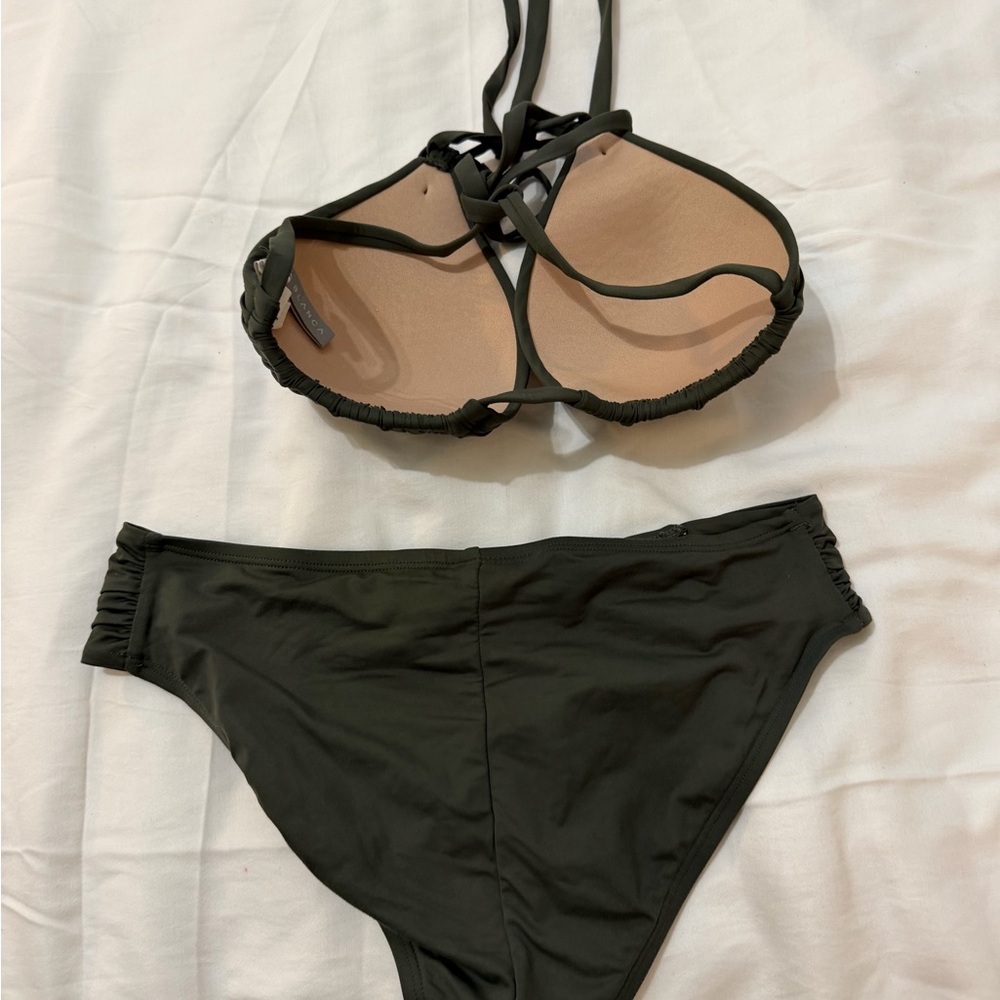 La Blanca Olive Green Halter Bikini Set - Picture 4 of 9